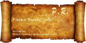 Paska Renátó névjegykártya